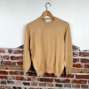 Vintage Gina Monti Sweater Size Small Yellow Merino Wool Crewneck Pullover 90s